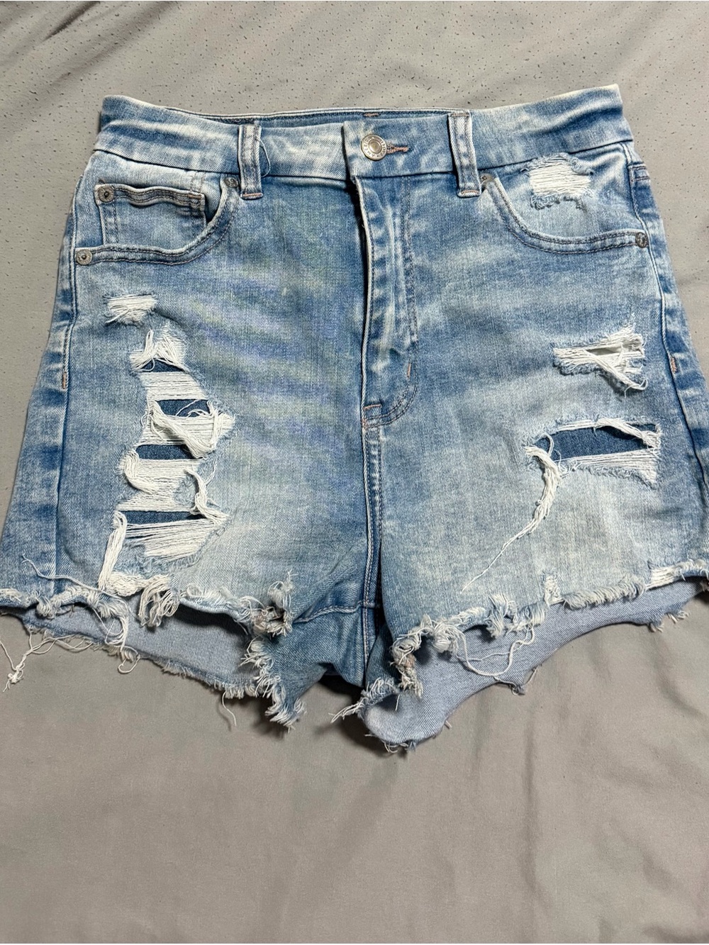 American Eagle Outfitters Light Blue Distressed Denim Shorts